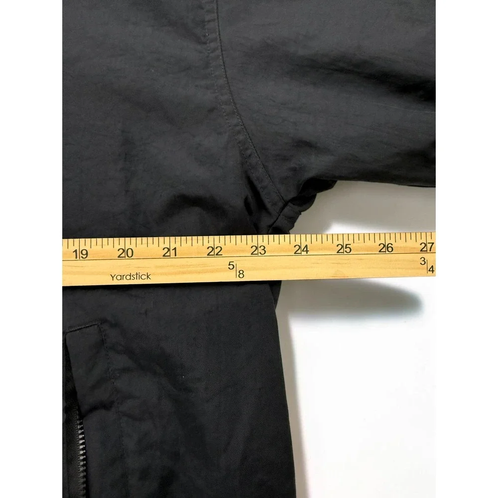 Champion V-Neck Windbreaker Pullover Jacket Black Red Striped Trim Mens Large